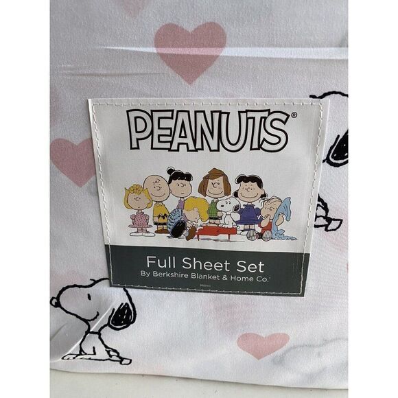 4 Pc Peanuts Snoopy Pink Hearts Valentines Day FULL Size Sheet Set Soft NEW - Picture 2 of 13